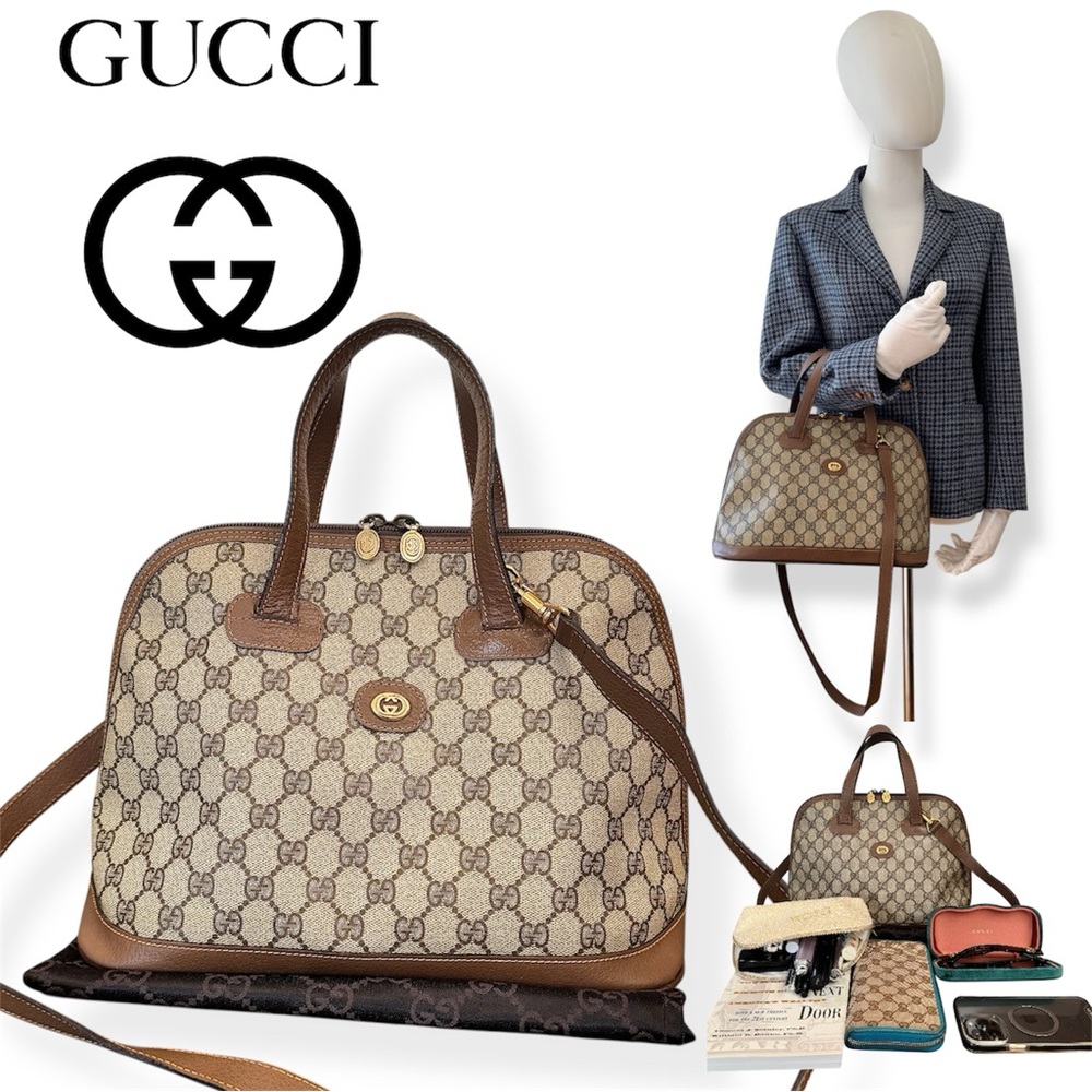 Gucci Brown GG Supreme Dome Satchel Bag